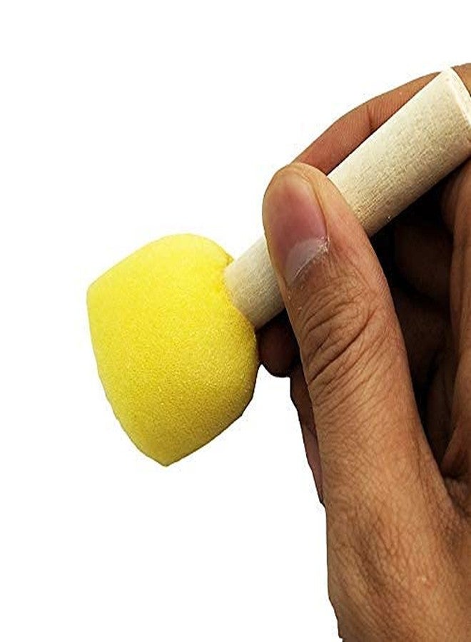 OMAZING KITCHEN مجموعة أدوات الرسم والتلوين من أومازينج كيتشن، تتضمن 4 أحجام من الإسفنج الأصفر بمقابض خشبية وفرشاة إسفنجية، مناسبة لتزيين الأثاث والفنون والحرف اليدوية. مجموعة أدوات رسم يدوية للأطفال. - Image 2